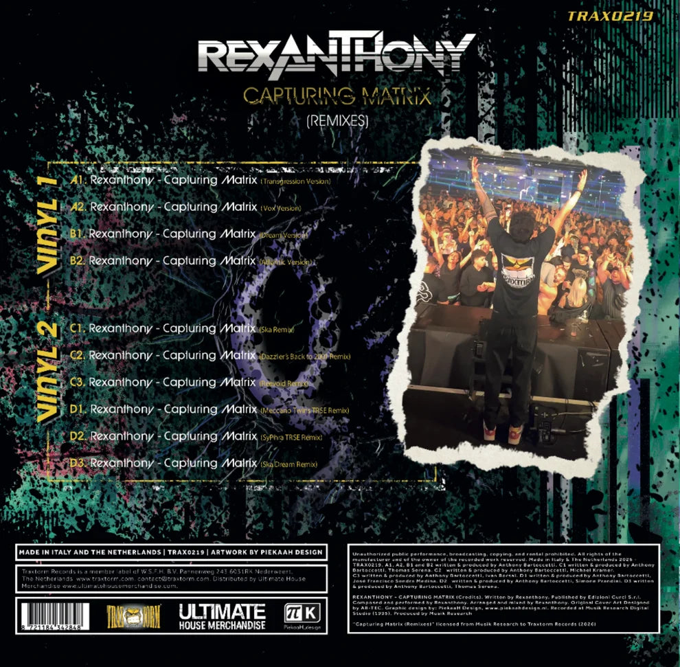 Rexanthony - Capturing Matrix (Remixes + Originals) (TRAX 0219) (2x12 Vinili + Certificato Numerato e Firmato + Slipmat)